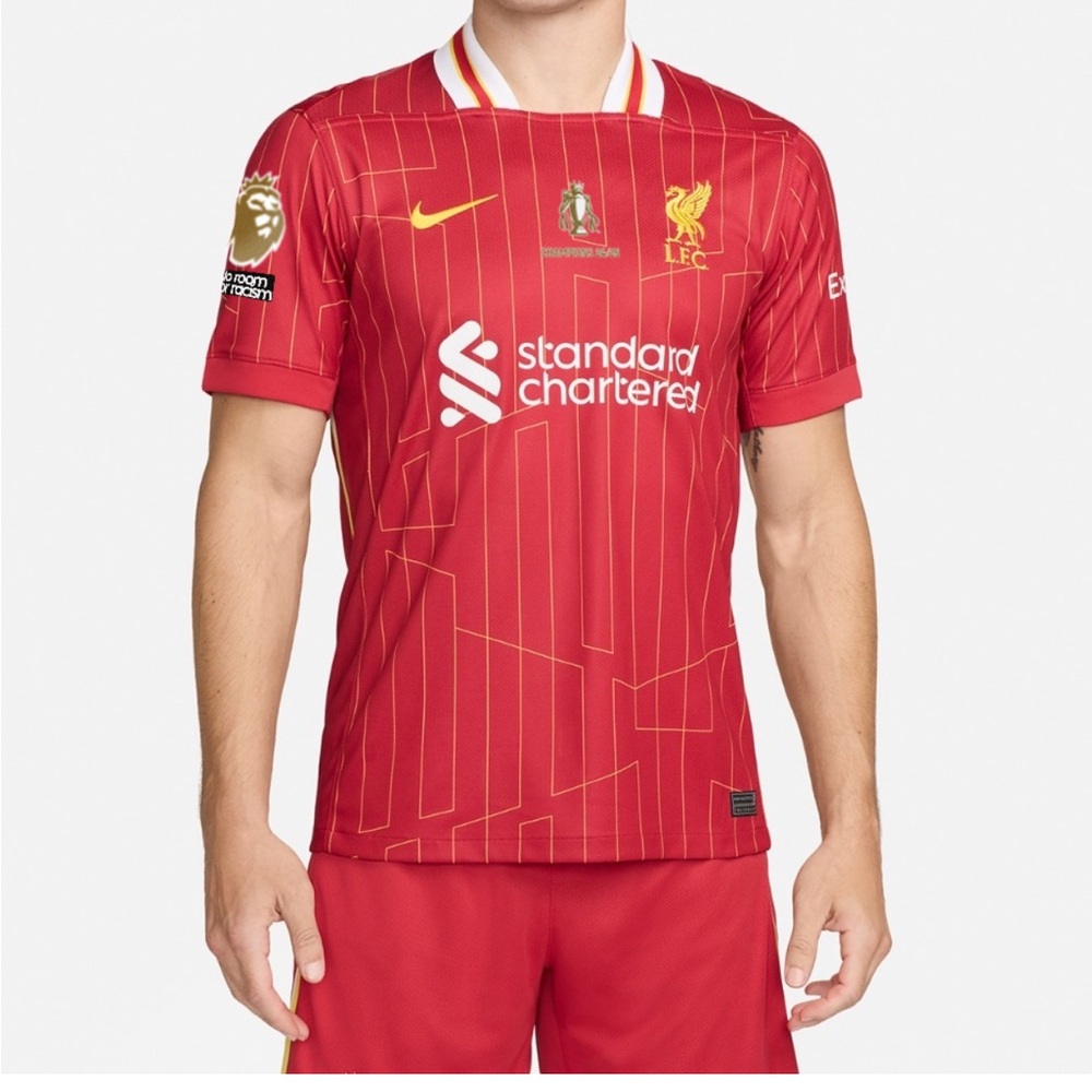 Nike Red Liverpool FC Jersey with Pinstripes